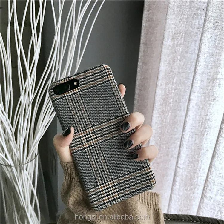 

Retro Grid Plush Fundas for iPhone 8plus Case cover for iPhone 7plus Xr max Winter Best Fashion for ip 8 6s 6 Plus case