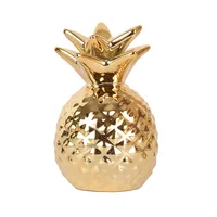 

Wholesale Modern Golden White Ceramic Pineapple Piggy Bank Home Decoration Accessories