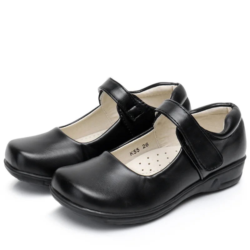 

Children's shoes pure black girl student performance school etiquette spring and autumn princess shoes, Black, white