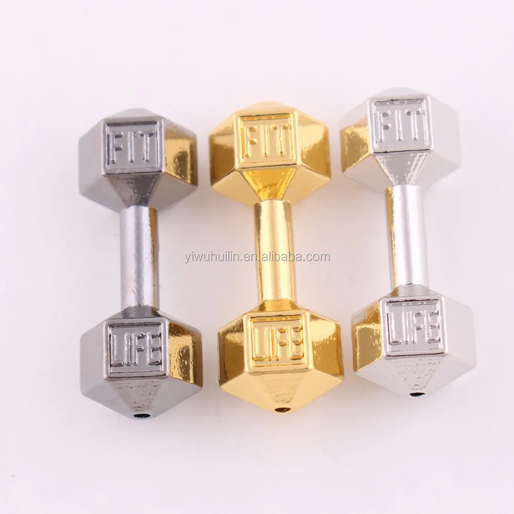 

P500210 Dumbbell Pendant Barbell engraved Fit Life Weight Gym Sport Pendant Hollow threading is suitable for making bracelets