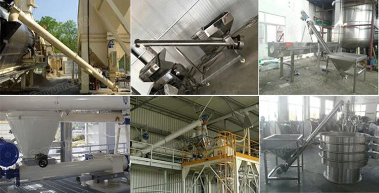 Stainless steel pellet plastic powder transfer screw conveyors screw feed incline auger conveyor