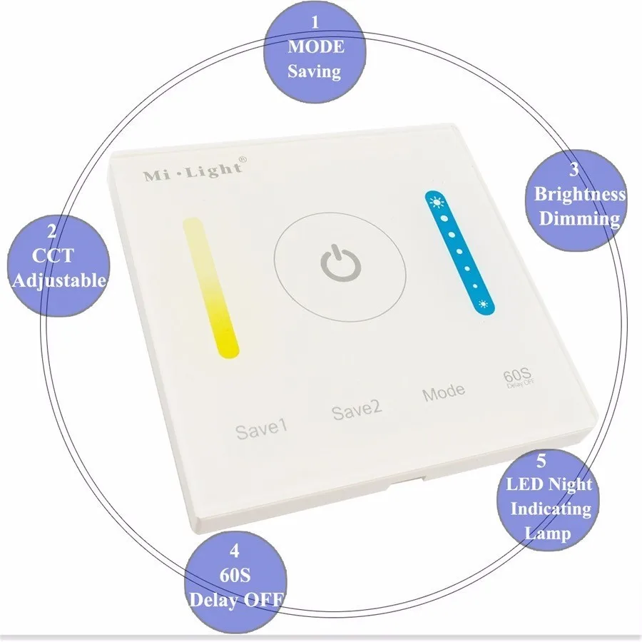 Milight LED Controller Touch Switch Panel Brightness and Color Temperature LED Dimmer For LED Strip Panel Light