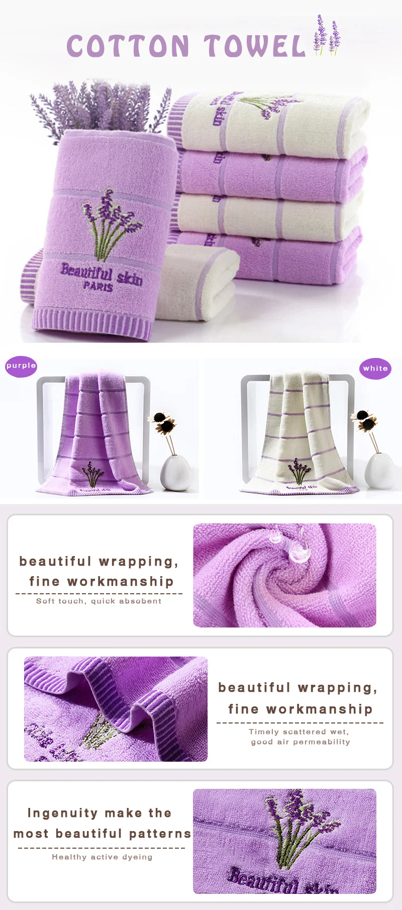 Face towel 100 cotton hand towel fabric for hotel or home
