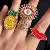 XY-CM1599 Fashion ring Evil Blue Eye Shape Ring Fashion Popular Alloy Gold Ring For women