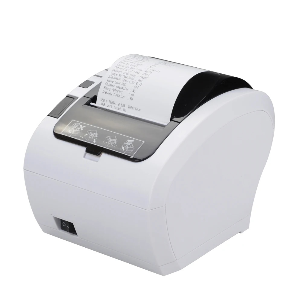 

High Speed 80mm POS Serial USB Ethernet Thermal Receipt Ticket Printer with Cutter for Restaurant Supermarket Store, Black/white