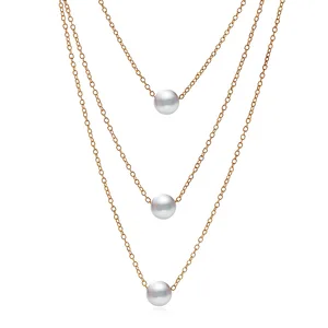 new jewelry, choker vintage simple beaded three layer single artificial pearl necklace, necklace chain ornaments wholesale women