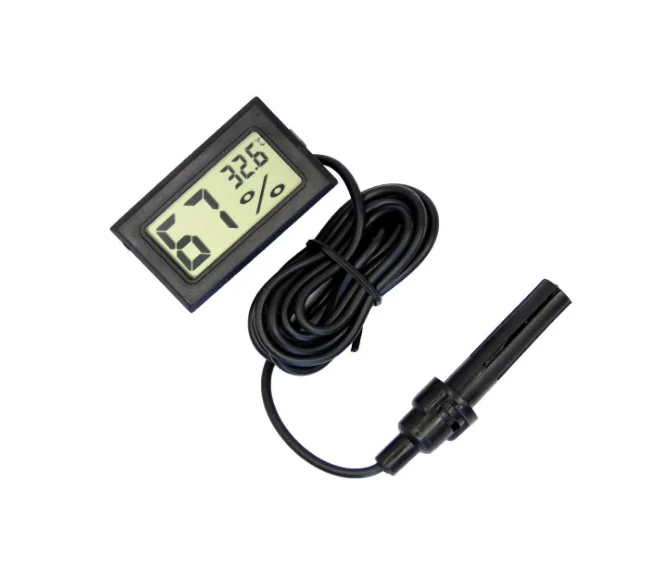 

LCD Digital Mini Embedded Thermometer Hygrometer Temperature Humidity Gauge Meter Probe for Reptile, Black /white