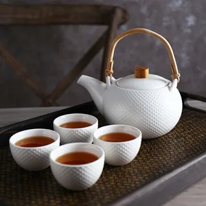 Image of Blackish green and White Traditional design coffee cups tea set japanese porcelain tea set