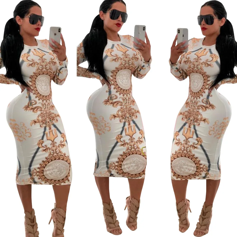 

MOQ 1PC women fashion 2019 sexy long sleeve dresses women