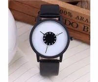 

2018 Ebay Hot Fashion Creative Watches Unique Dial Design Couple Watch Leather Wristwatches Analog and Digital Watch