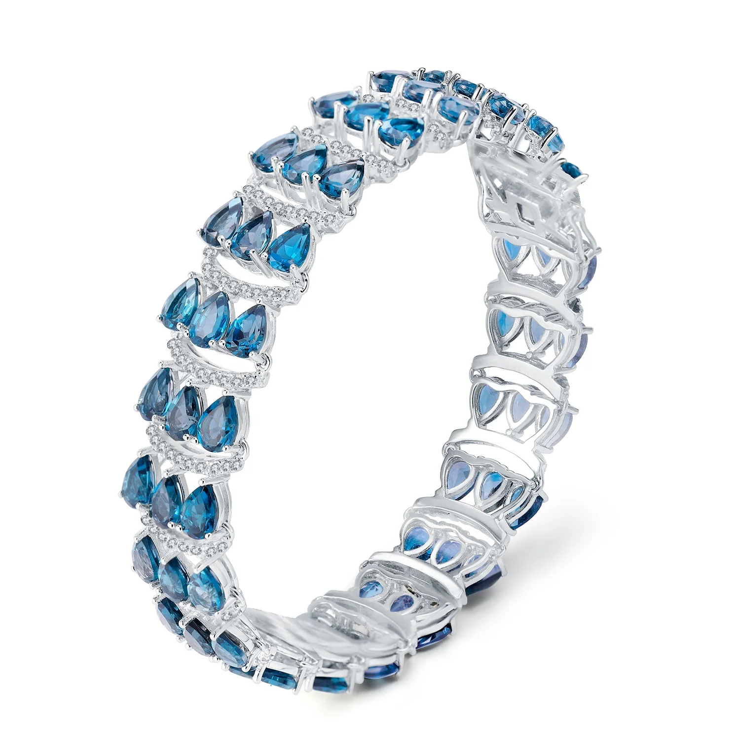 

Abiding natural gemstone London blue topaz fashion handmade 925 sterling silver bracelet jewelry