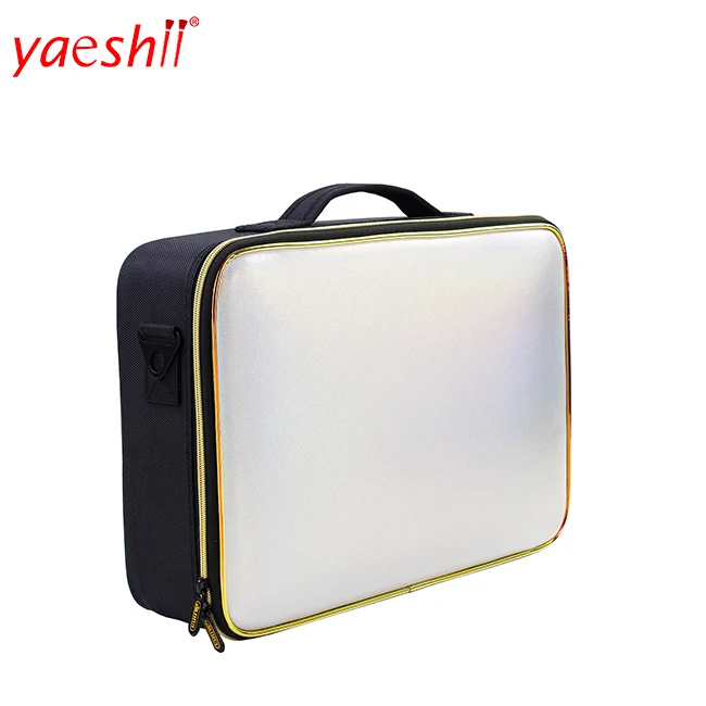 

Yaeshii's latest foldable cosmetic case large capacity strong zipper reflective cute style travel cosmetic bag