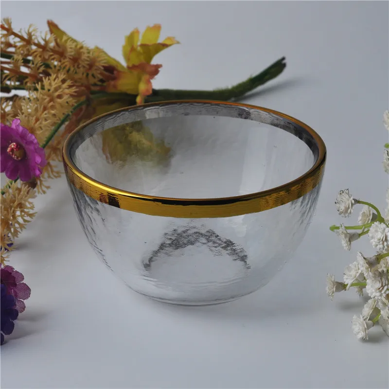Clear glass candle holders with gold rim home decoration wholesale