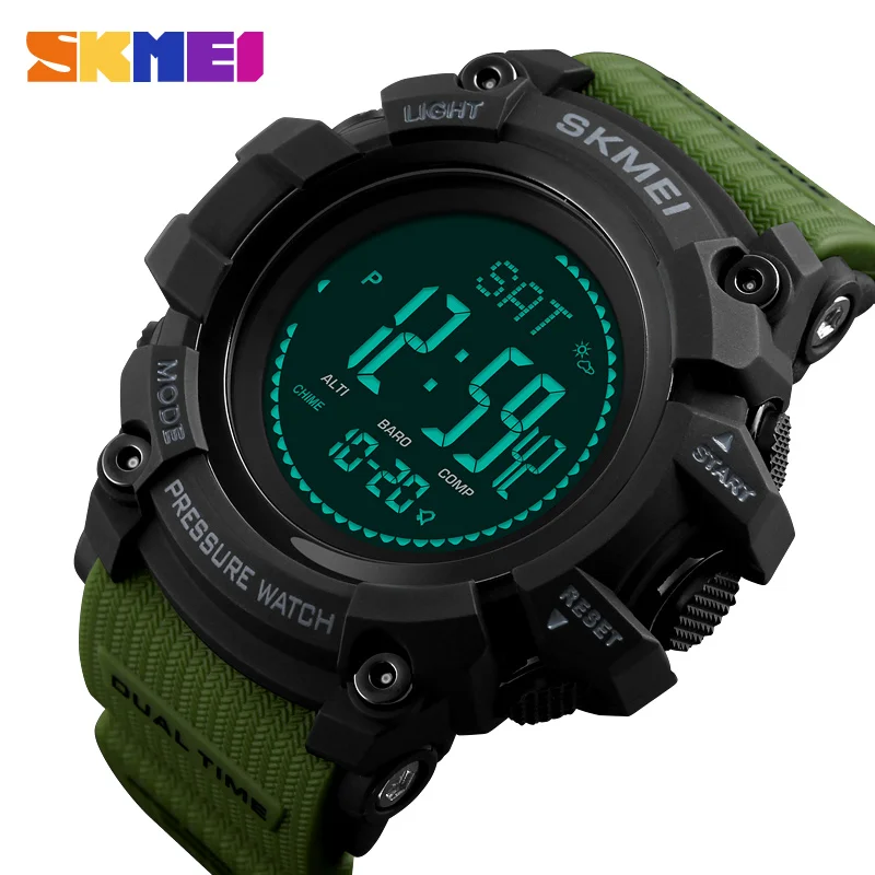 

Top selling skmei 1358 waterproof alarm chrono compass sports watches men wrist for wholesale, Black/army green/blue/red