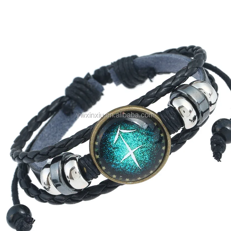 

Fashionable Jewelry Made In China Top Selling 12 Sign Zodiac Bracelet 2019 New Model Lover Leather Bracelet