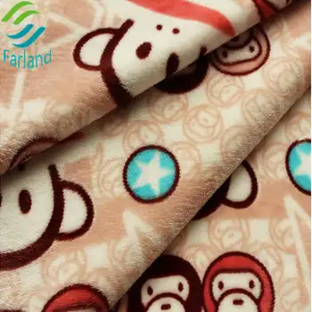 Produk Baru Monyet Pencetakan Hewan Flanel Kain Bulu Untuk Selimut