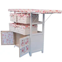 

Factory Wholesale Country Rustic Style Wooden Folding Ironing Board Cabinet With Storage Drawers For Living Room Furniture