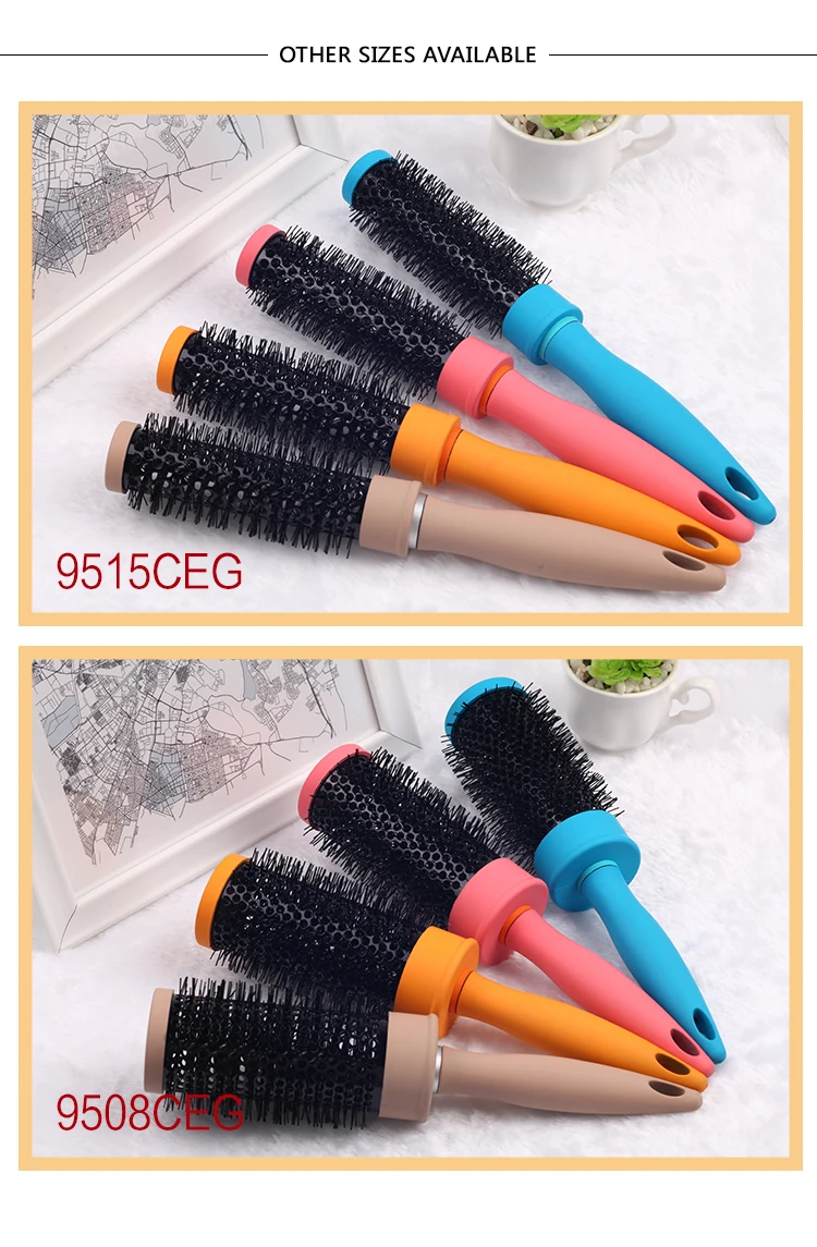 EUREKA 9508CEG Aluminum Barrel Hair Brush Nylon Heat-resistant Ceramic Brush Ionic Nano Technology Round Hair Brush