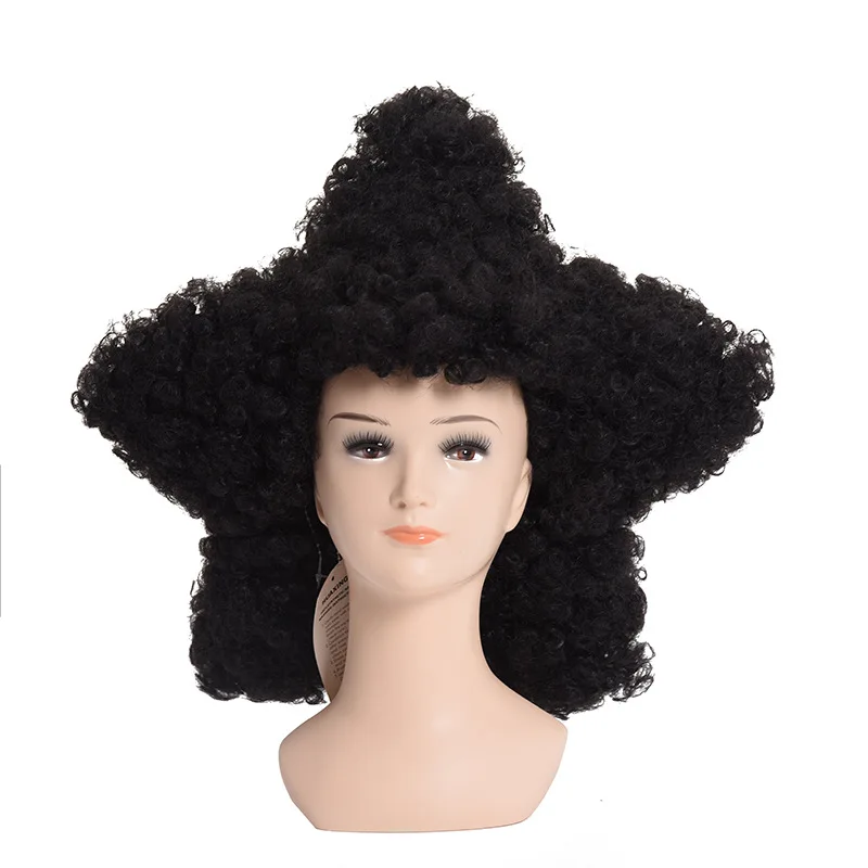 Black star wig Curly Wig Cosplay Costume Women Short Heat