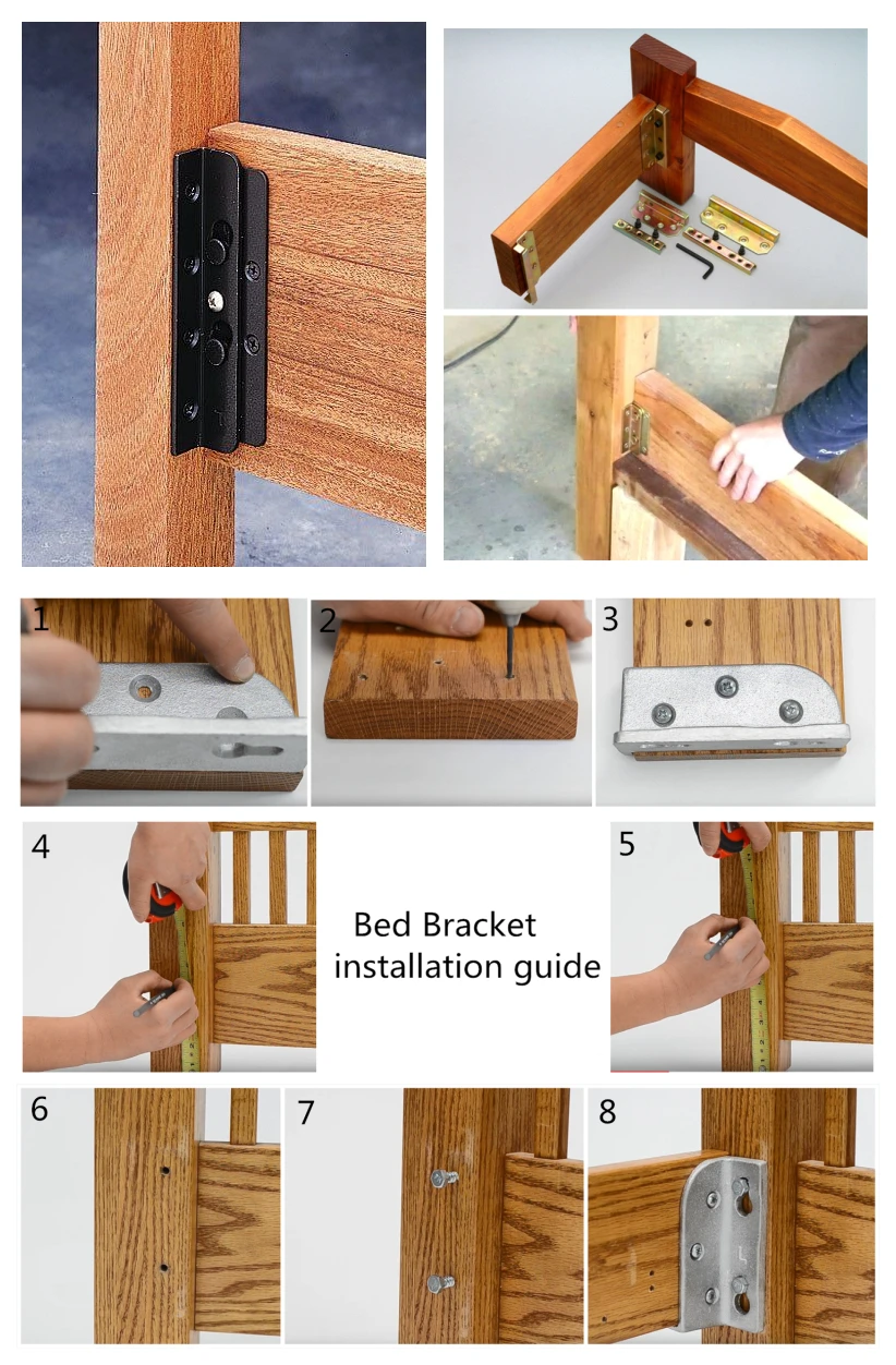 Bed Frame Rail Bracket Hinge High Quality Metal Fabrication Wood Corner