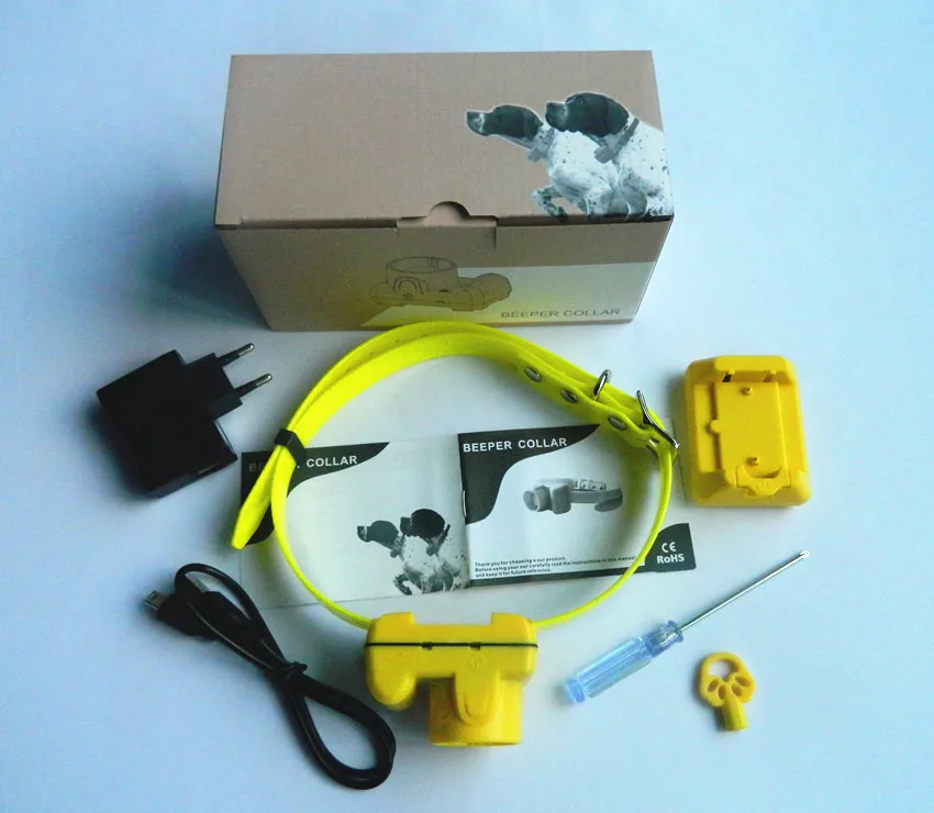 Electric Dog Beepers Kit, Charger wire, Yellow Strap, and all accessories
