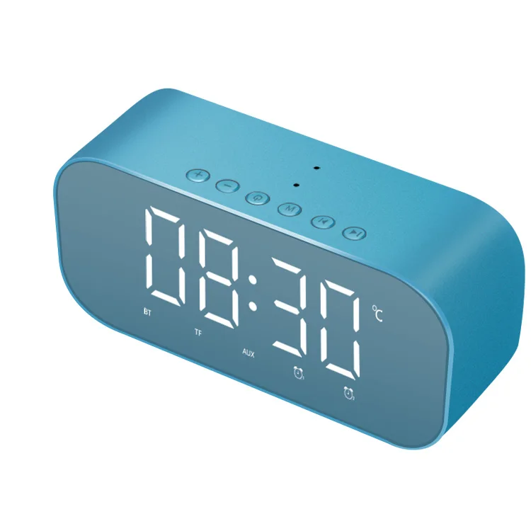 smart home bluetooth speaker portable new intelligent sound box with mirror surface HD screen dual alarm clock