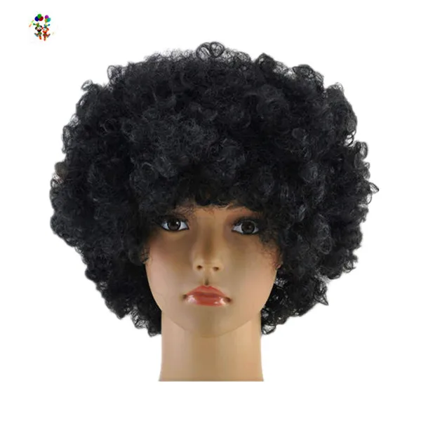 

Sports Fan Crazy Party Cheap Curly Black Afro Wigs HPC-1277