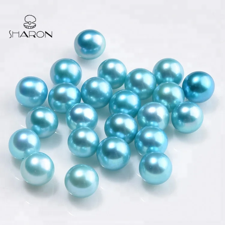 

Pearl Oyster Natural Cultured Fresh water Round Dyed No Hole Loose Pearls