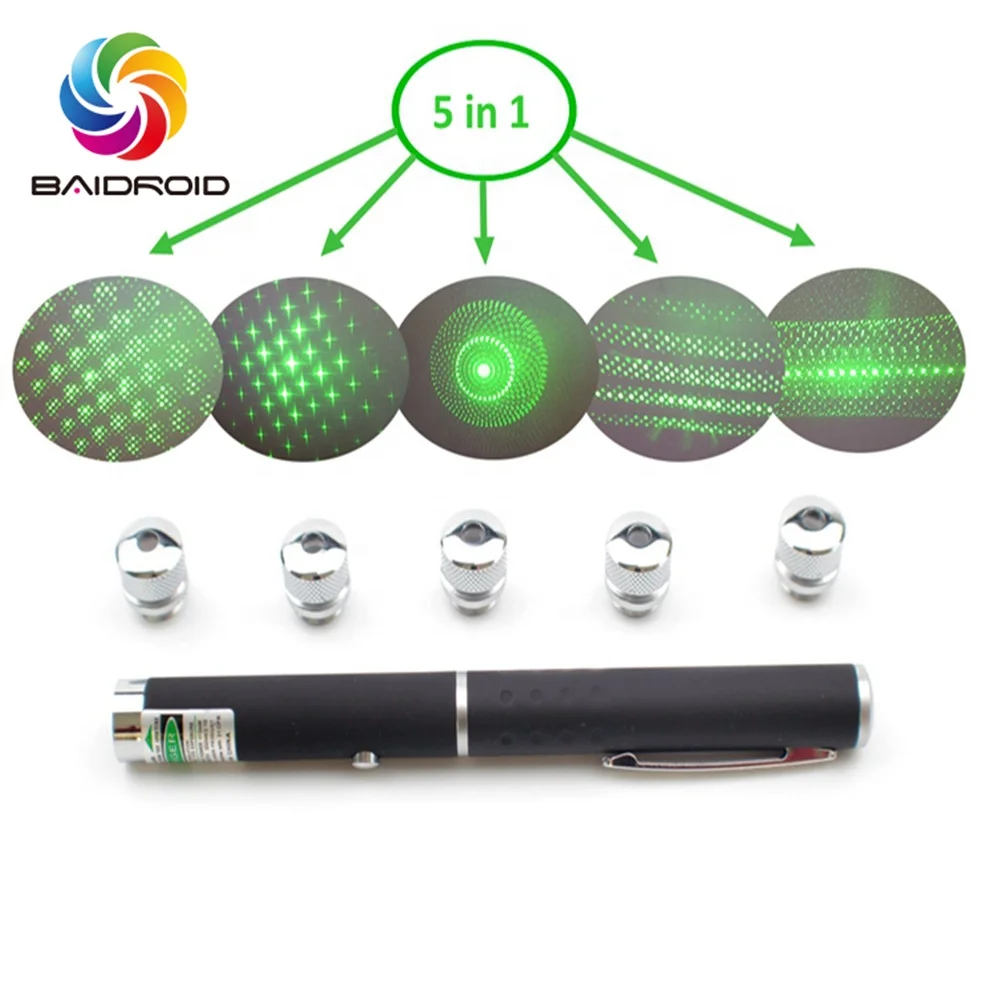 

10mw 532nm Green Laser Pointer Pen with 5 caps Star Packing Set Sparking Laser Pointer 532nm 10mw Laser Pointer with Heads