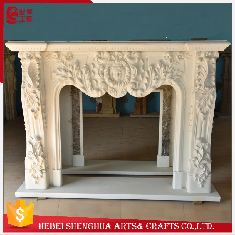 
Natural Marble Fireplace Mantel Indoor Stone Fireplaces 