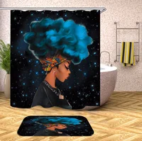 

Cheap Black Woman Shower Curtain With Hook, African American Products Sell African Women Shower Curtain With Mat Set/