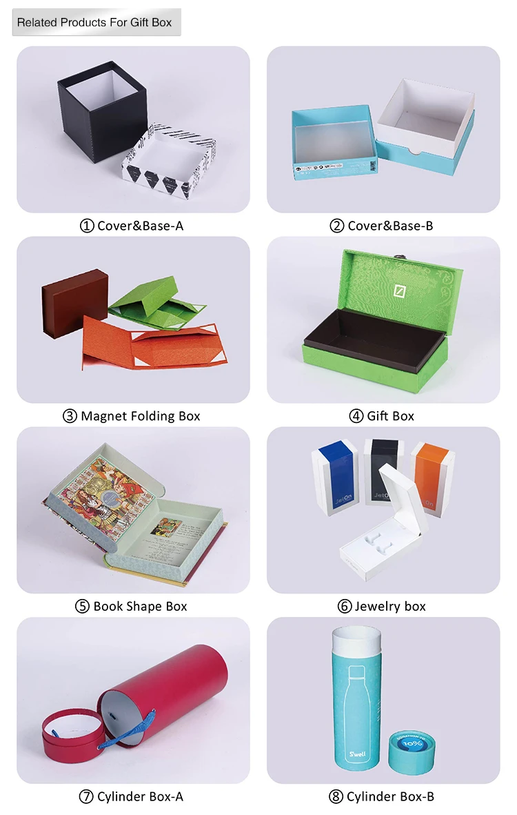 Colorful customized cardboard fashion design paper box with lid