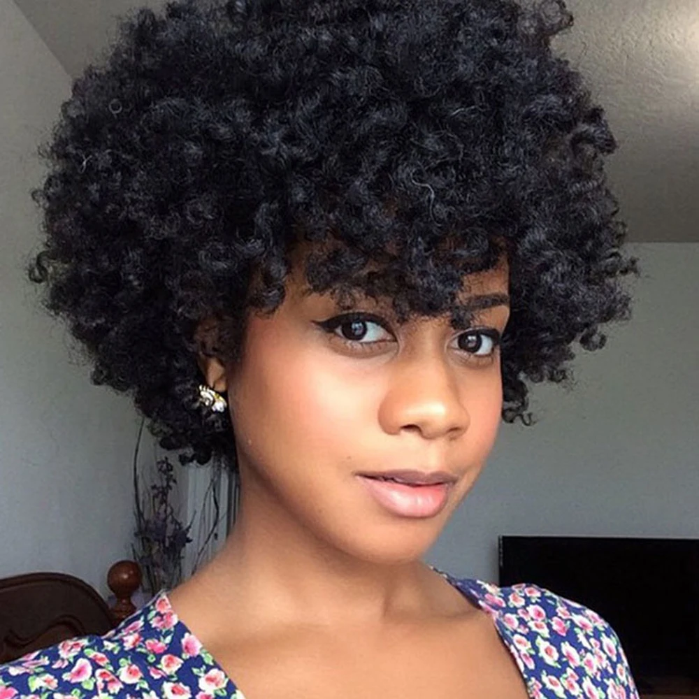 产品描述 黑衣机批发合成头发卷发非洲黑人女性假发 风格 非洲式发 