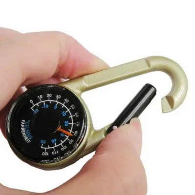 Hot Selling Carabiner Key Compass, Hiking Thermometer for Outdoor Travel