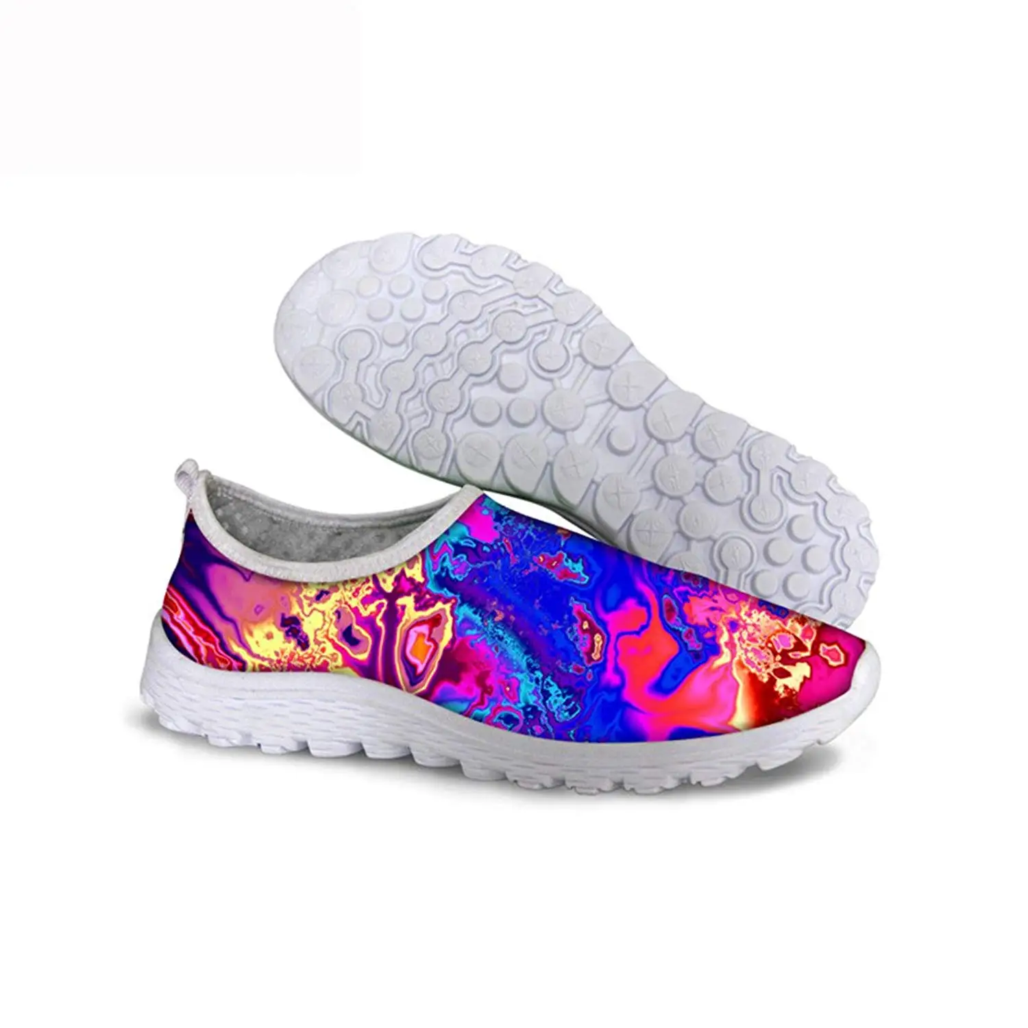 FancyPrint Fashion Print Slip-on Lightweight Walking Shoes Mens Knit Breathable Sneakers