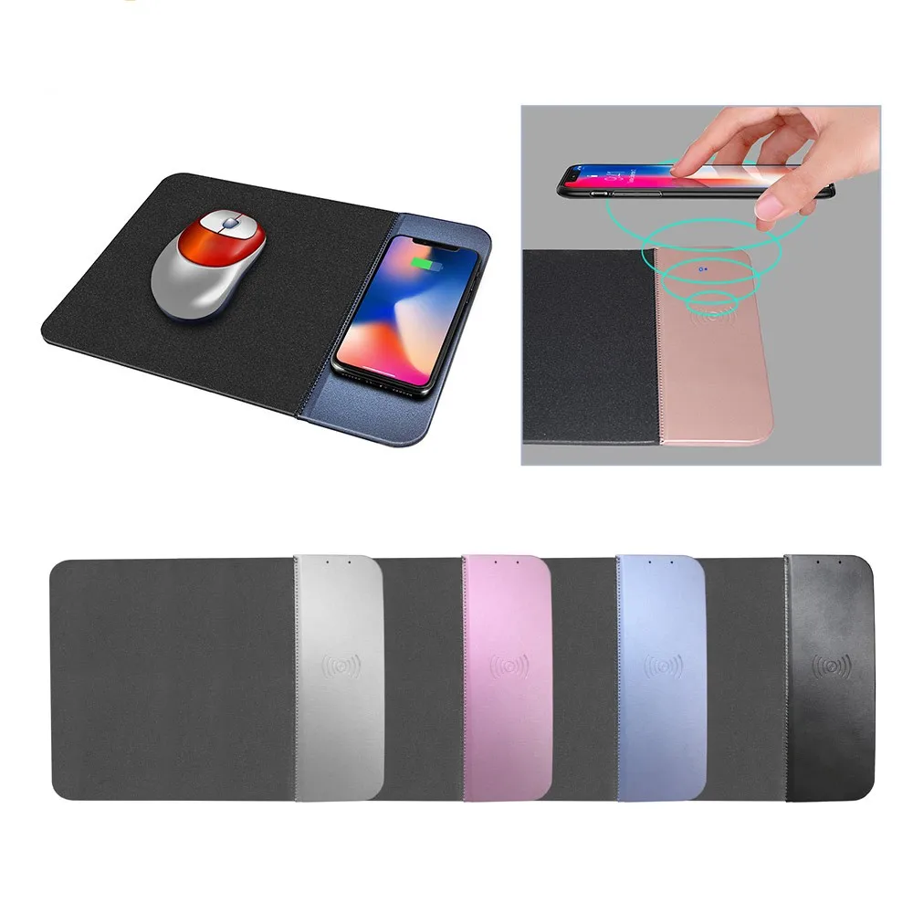 2019 Mobile Phone Qi Wireless Charger Charging Mouse Pad Mat PU Leather Mousepad For iPhone X 8 Plus Samsung S10 Note 9