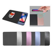 

2019 Mobile Phone Qi Wireless Charger Charging Mouse Pad Mat PU Leather Mousepad For iPhone X 8 Plus Samsung S10 Note 9