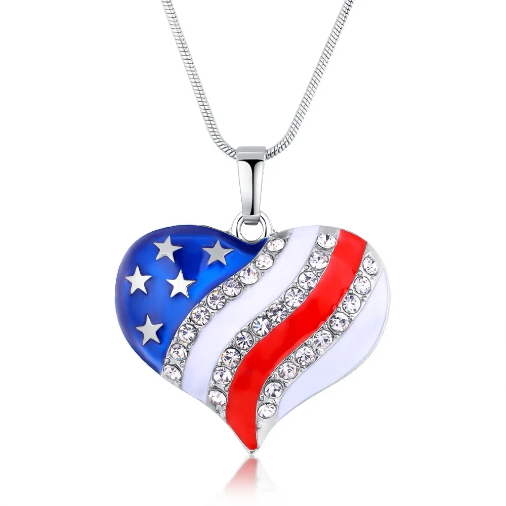 

Heart-shaped necklace US Flag for men and women, N/a