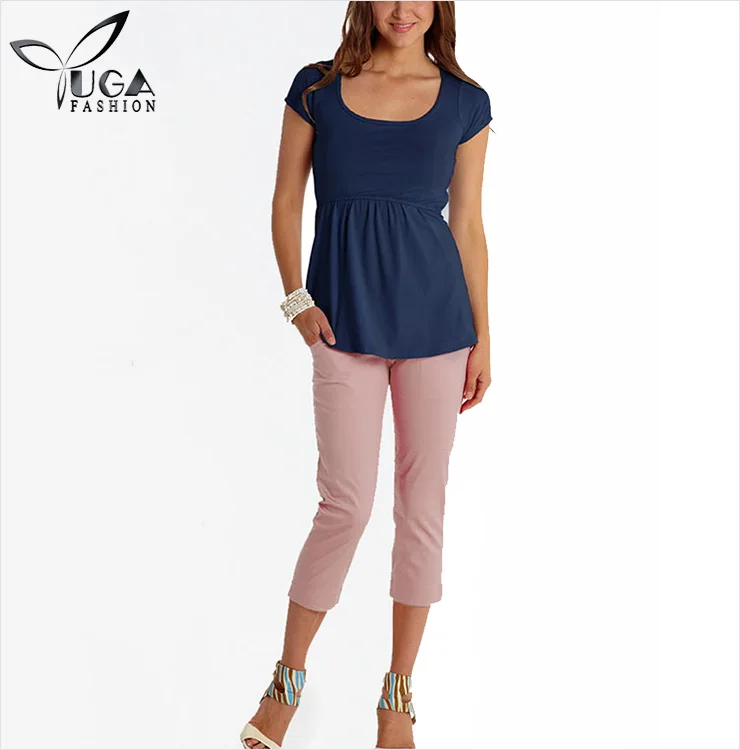 Popular Organic Wide Neck Nursing Tops Breastfeeding T-Shirt 