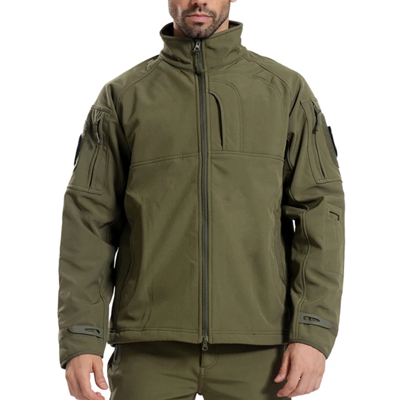 

Man Windproof Soft Shell Tactical Jacket Fleece Lining Military Jackets, Black;gray;army green;cp;acu;khaki;desert;a atcs