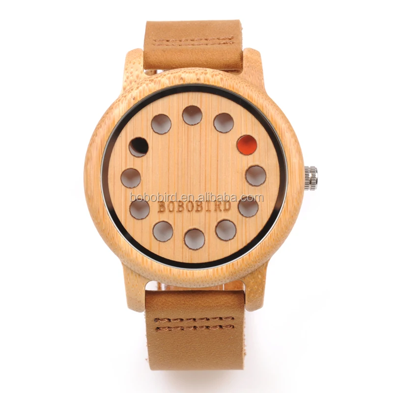 

BOBO BIRD L-A26 Bamboo Wooden Watches Handmade Leather Watch Strap Unisex Quartz Hour Drop Shipping Clock Custom, Picture
