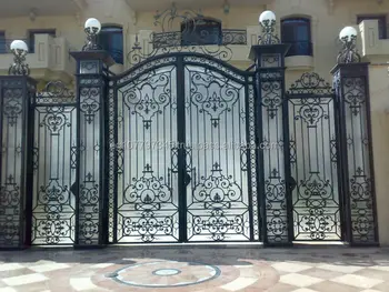 Decorative Artistic Driveway Wrought Iron Metal Forged Steel Swing Gates With Hinges For Villa Farm Garden Buy Wrought Iron Driveway Gate