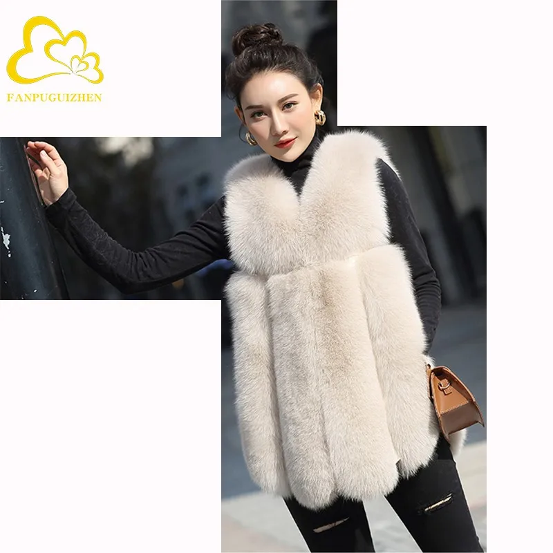 

Plus Size Coats New fashion high quality China Supplier Hot fox fur vest ladies faux fox fur coat woman, Customized color