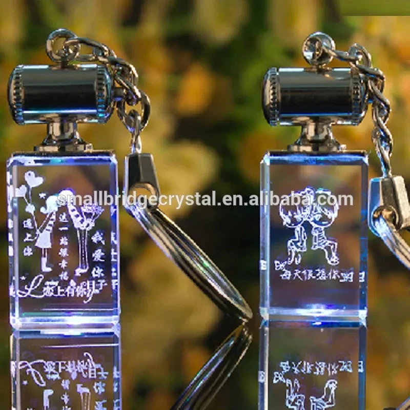 Wholesale Customization K9 Led Light 3d laser crystal keychain details