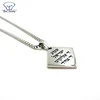 Israel Charm Necklace stainless steel Statement silver a square pendant Necklace with etching lection