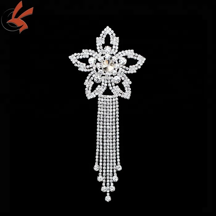 

wholesale wedding sparkly sew on Tassels Rhinestone Applique, Clear
