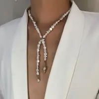 

2019 Summer Simple Baroque Shaped Pearl Conch Shell Pendant Necklace(EJ1768)