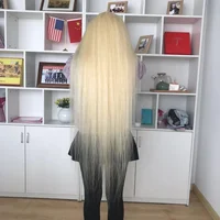 

40 inch long length 100% virgin hair cheap price #613 silky straight full lace front swiss long blonde wig