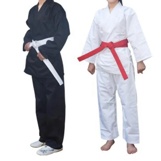 

High Quality White Polyester Cotton twill Martial Arts Judo Karate Uniform, White,black,red,blue