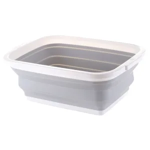 Image of Mutli-use Foldable Dish Tub Portable Washing Basin Space Saving Plastic Washtub Silicone Collapsible Tub